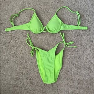 Neon Lime Tie-Side Bikini Set